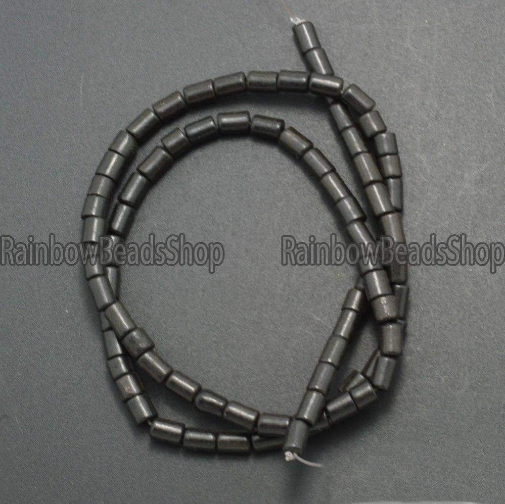 Black Howlite Tube beads, 3x5 4x6 4x13 6x8mm, 16'' strand