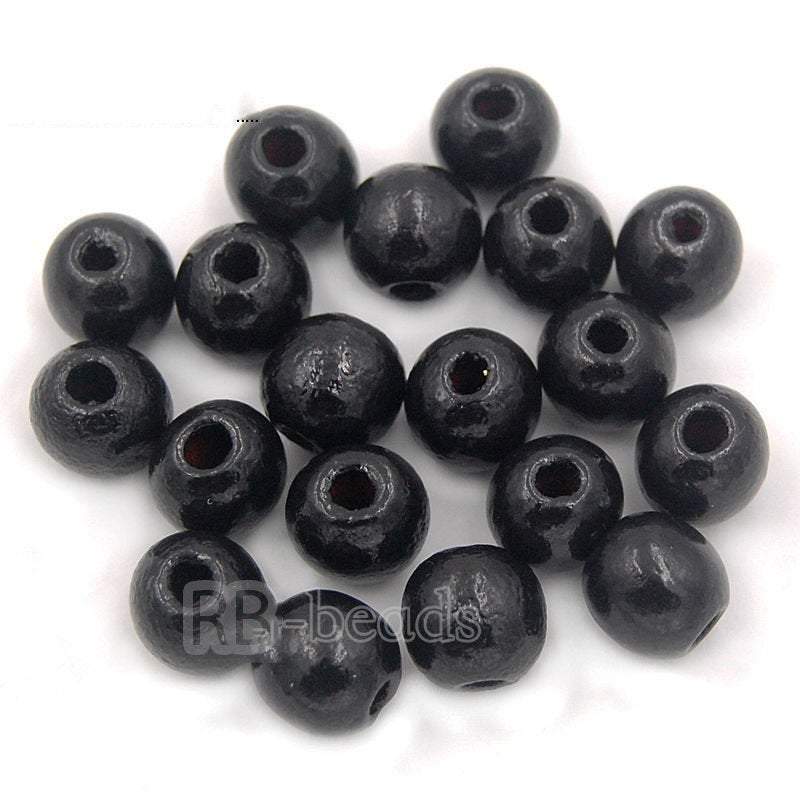 Black wood beads natural loose spacer round, 4-16mm