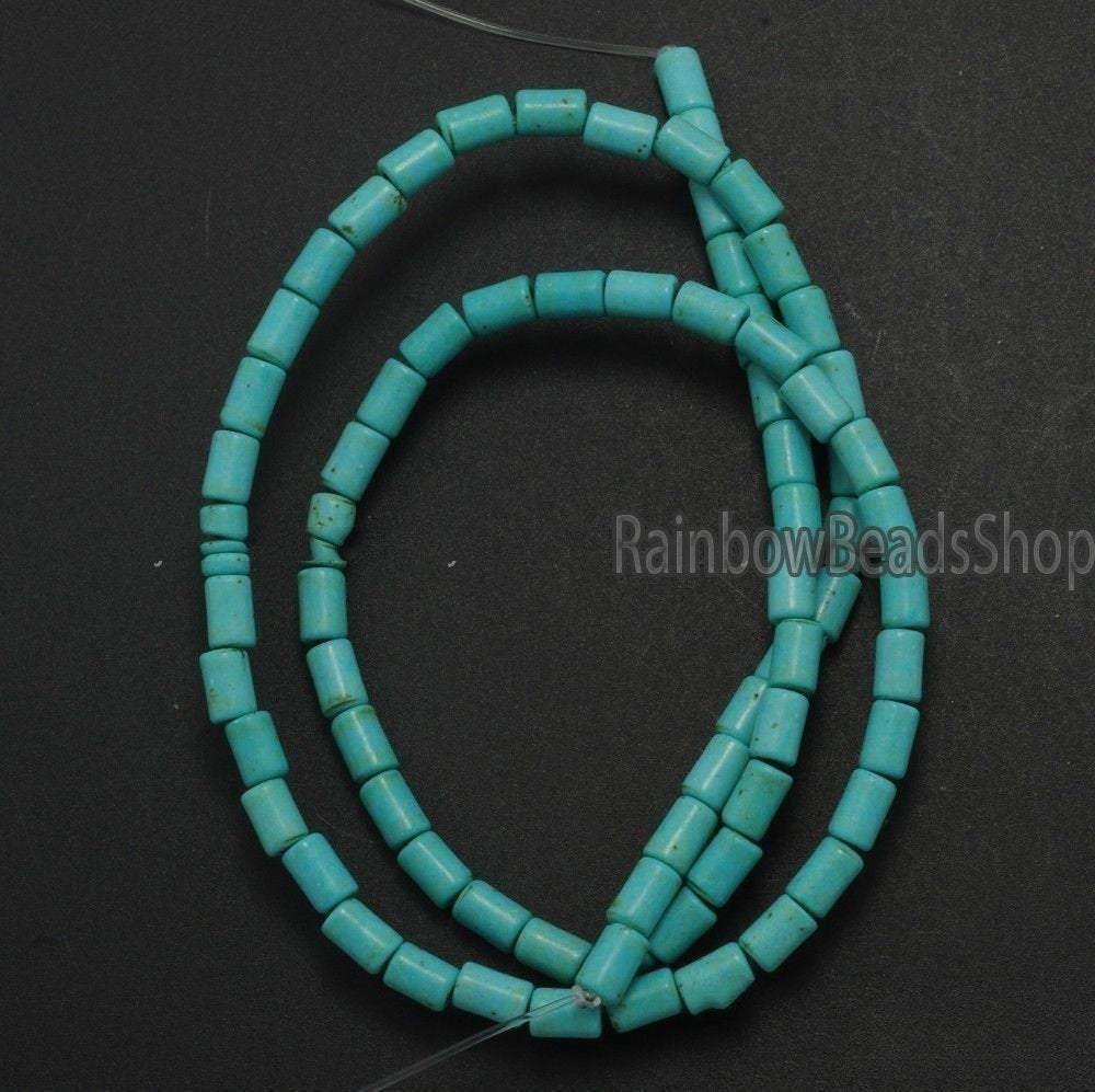 Blue Howlite Tube beads, 3x5 4x6 4x13 6x8mm, 16'' strand