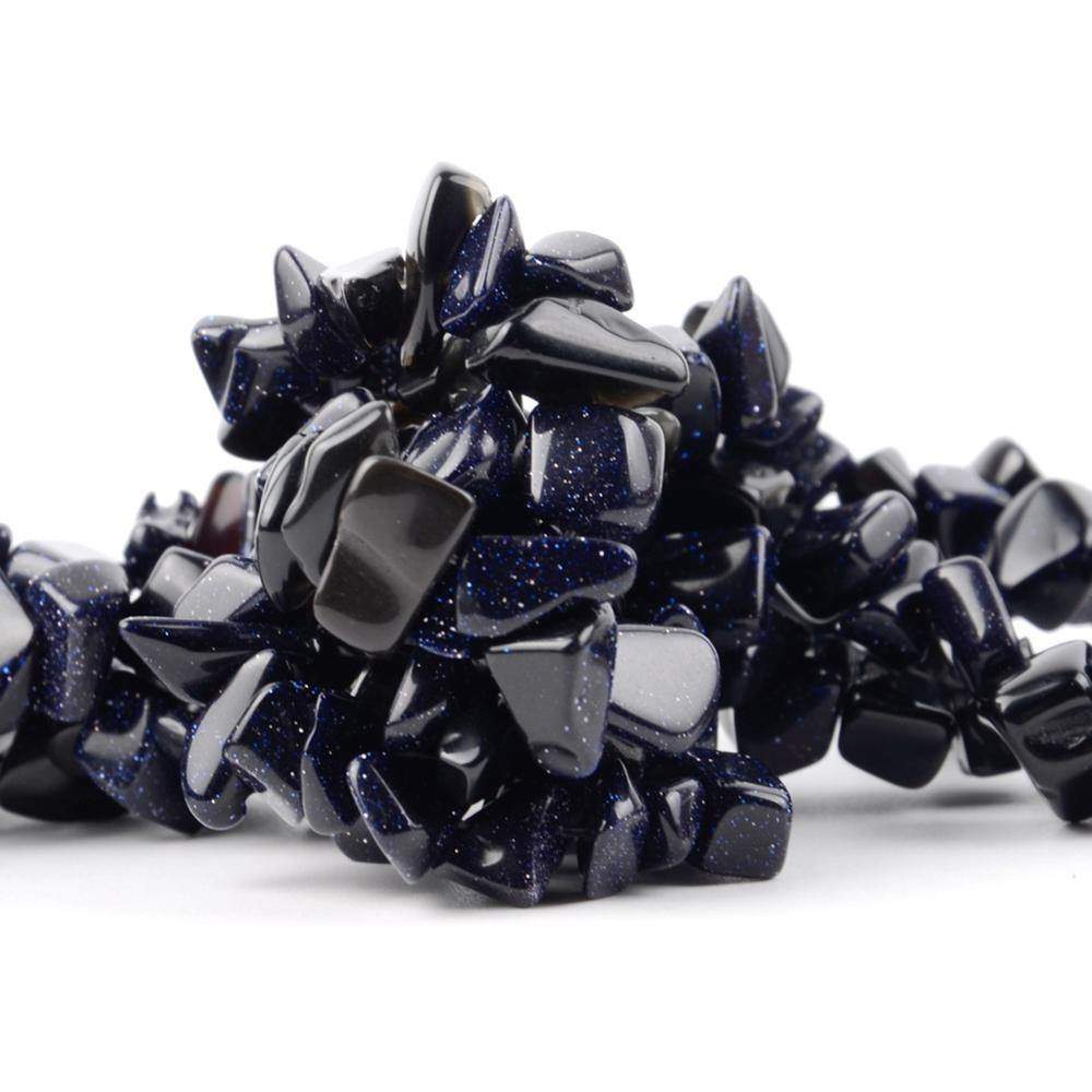 Blue Sand Chip Beads, Polished Stone 5~8mm 34 Inc per strand