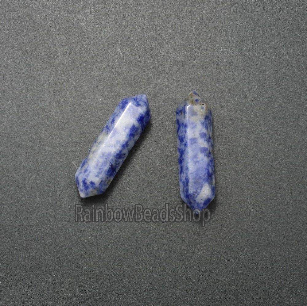 Blue spot jasper gemstone wand double chakra Healing crystal hexagonal Stone