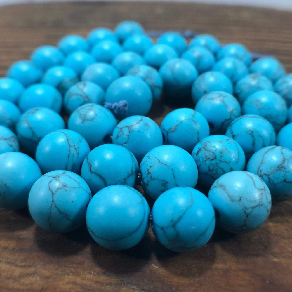 Blue Turquoise Beads, 4mm 6mm 8mm 10mm 12mm Gemstone Beads, Stone Spacer Round Natural Beads, 15''5 strand