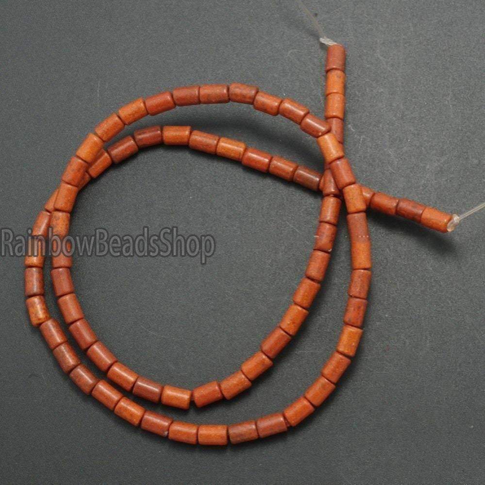 Brown Howlite Tube beads, 3x5 4x6 4x13 6x8mm, 16'' strand