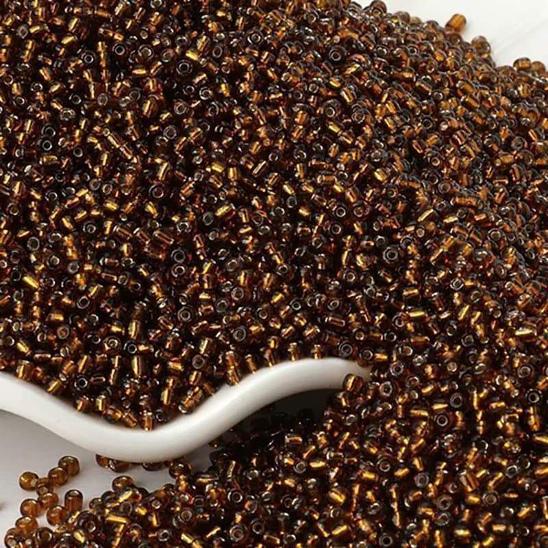 Brown Lined Transparen japanese seed beads, 2mm 12/0 Miyuki Delica small glass beads, Austria round beads, Clear, 1000 pcs