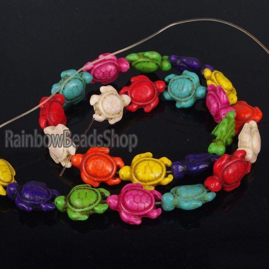 Carved Turtle Howlite beads, Mixed color, 14x17mm, 16'' strand