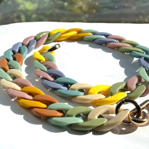 Chunky Long Chain Necklace, Colorful Acrylic Large link, gift, Boho Fashion Women Jewelry