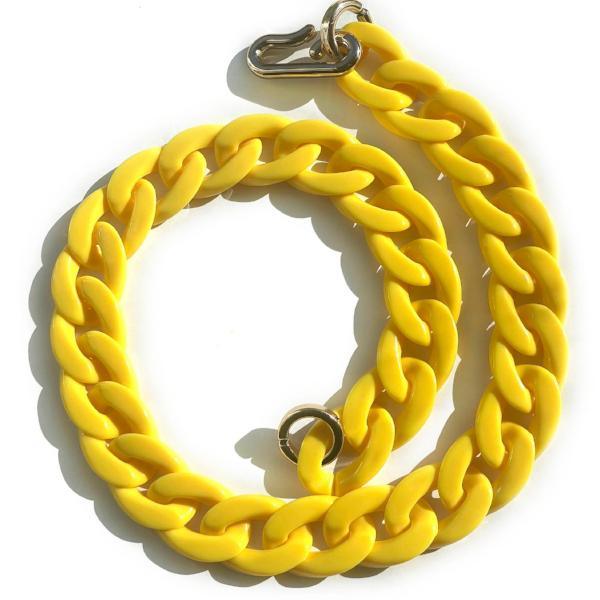 Chunky Long Chain Necklace, Yellow Acrylic Large link, gift, Boho Fashion Women Jewelry