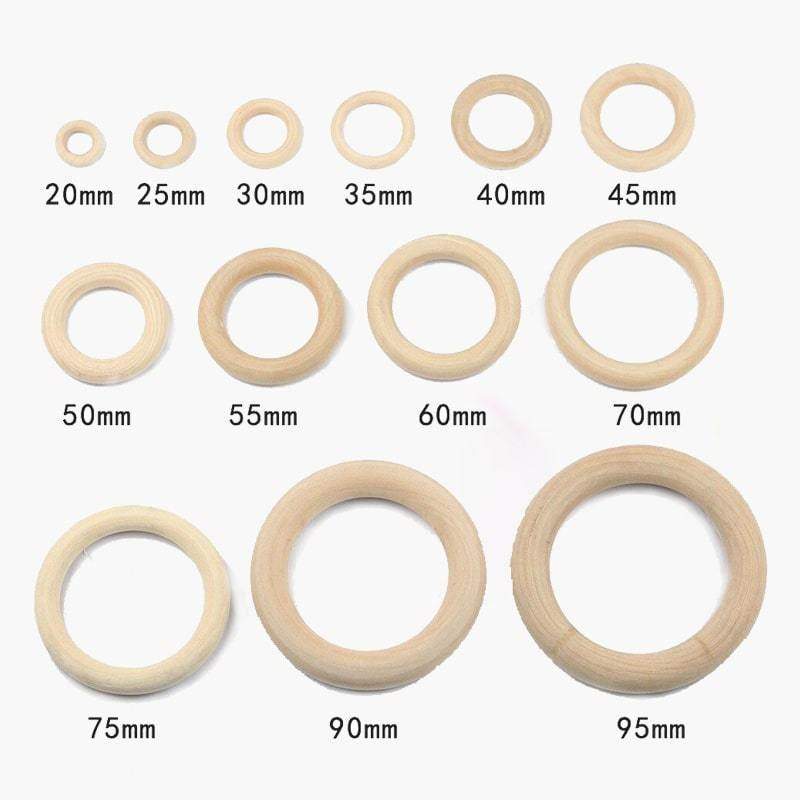 Circles Wood Rings Beads, Connectors Lead-Free, Baby teething 20-95mm
