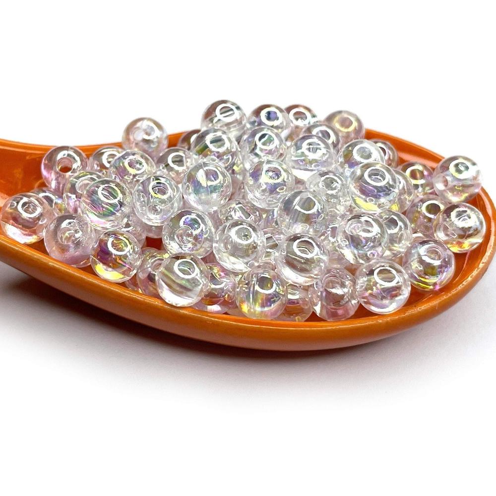 Clear AB Acrylic Round Beads, Bubblegum 4mm 5mm 6mm 8mm 10mm Iridescent Acrylic Gumball Beads Transparent Round Spacer Beads, Plastic Bead