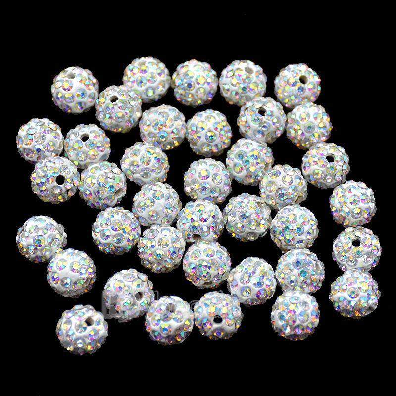 Clear AB Crystal Rhinestone Round Beads, 6mm 8mm 8mm 10mm 12mm Pave Clay Disco Ball Beads, Chunky Bubble Gum Beads, Gumball Acrylic Beads