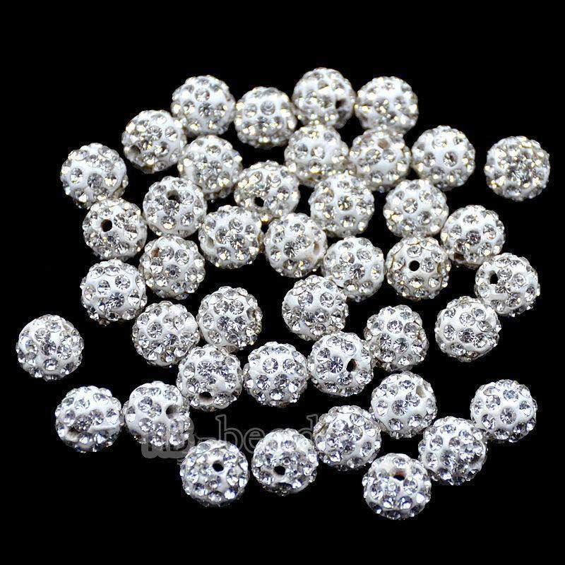 Clear Crystal Rhinestone Round Beads, 6mm 8mm 8mm 10mm 12mm Pave Clay Disco Ball Beads, Chunky Bubble Gum Beads, Gumball Acrylic Beads