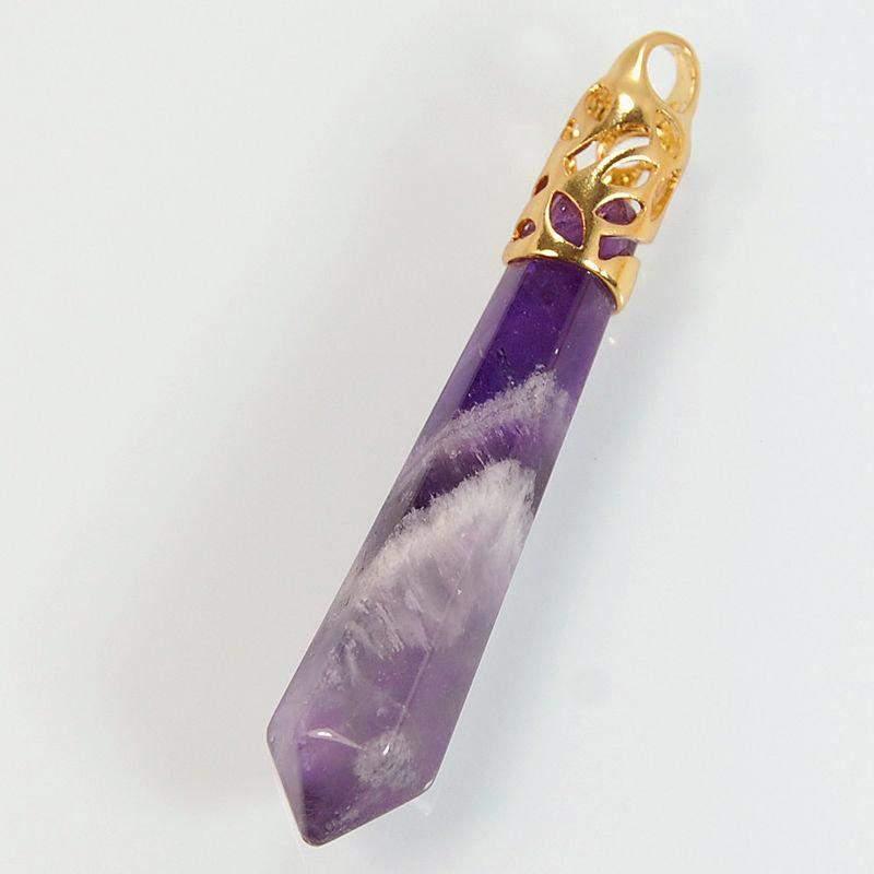 Crystal Purple Amethyst Healing Pendant Bead, 58mm