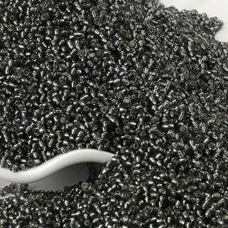 Dark gray Lined Transparen preciosa seed beads, beadworking 2mm 12/0 Miyuki Delica small glass beads, Austria round beads, Clear, 1000 pcs