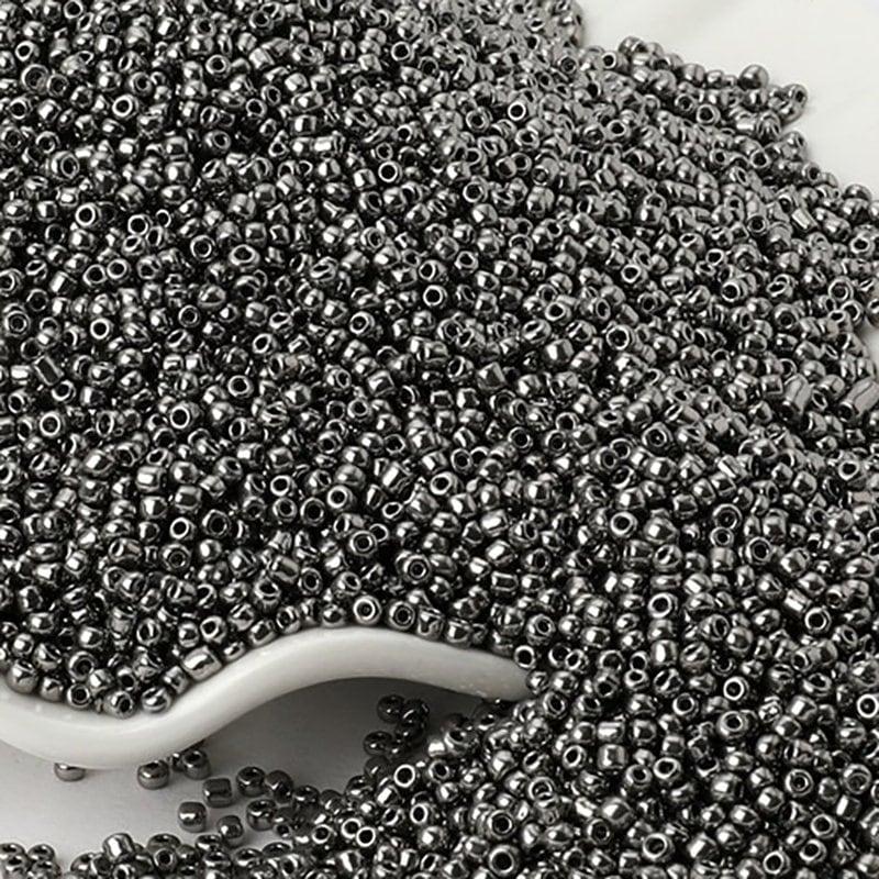 Dark Pearl Silver japanese seed beads, glass Austria Miyuki Delica round small beads, 1000pcs, 2mm 12/0