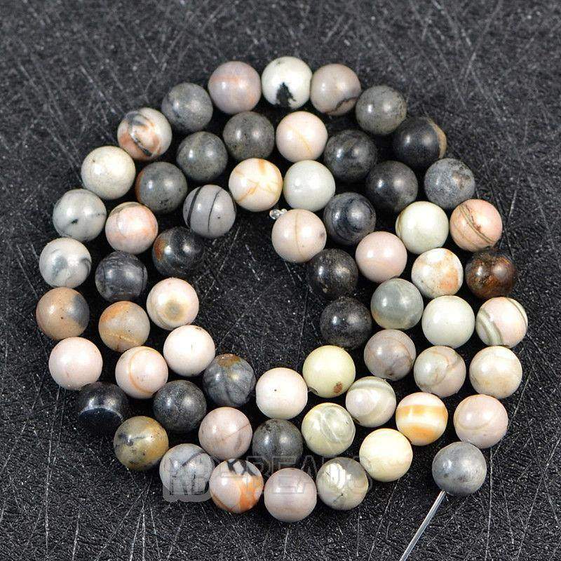 Dark Picasso Jasper beads, 4-12mm Round stone, 15.5 Strand