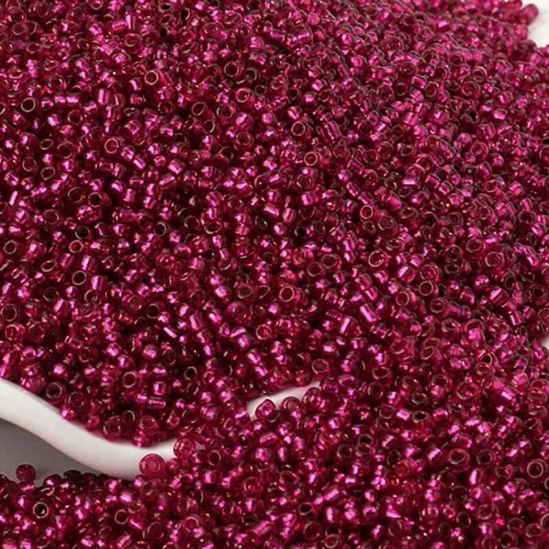 Dark Pink Lined Transparen preciosa seed beads, beadworking 2mm 12/0 Miyuki Delica small glass beads, Austria round beads, Clear, 1000 pcs