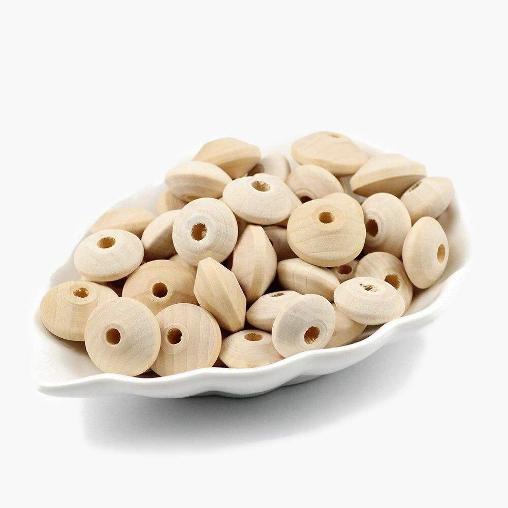 DIY Round Flat Unfinished Wood Beads, Eco-Friendly Natural Color for Jewelry Making