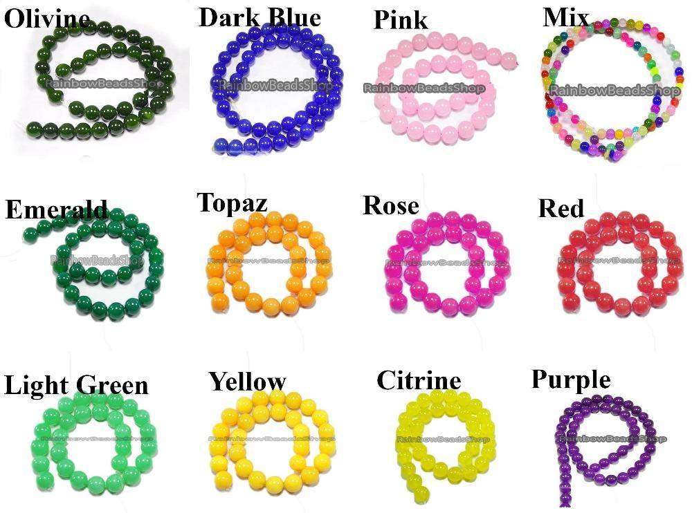 Dyed Round Jade Beads, Assorted Colors, 4-12mm 15.5'' strand