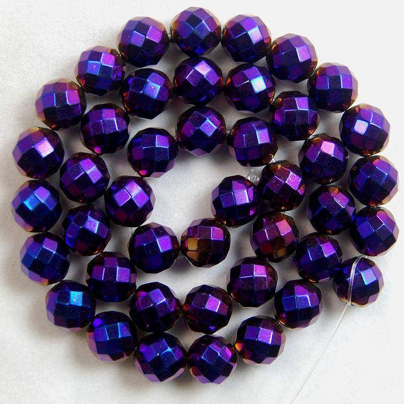 Faceted Purple Hematite loose Beads, 3-10mm 15.5'' full strand