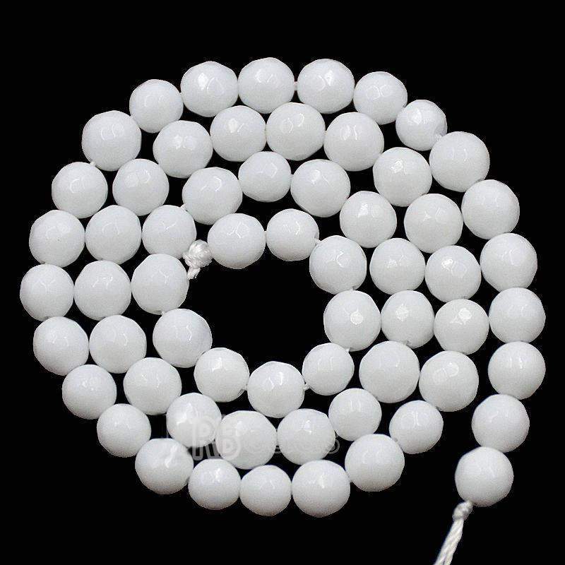 Faceted White Onyx Alabaster beads, Round, size 2-12mm, 15.5 inch str. 