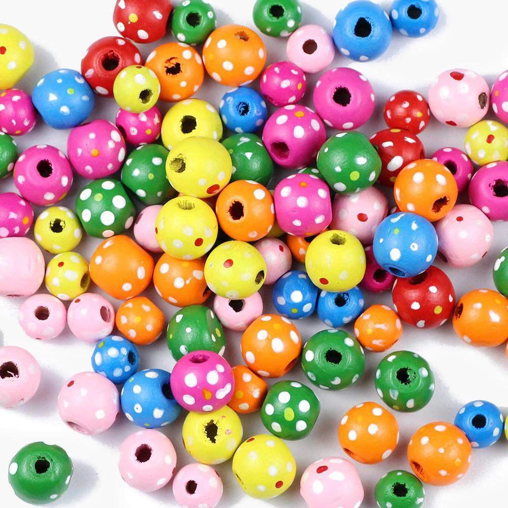 Flower Wooden Beads, 9x10mm Natural Ball Wood Spacer Beads 100Pcs