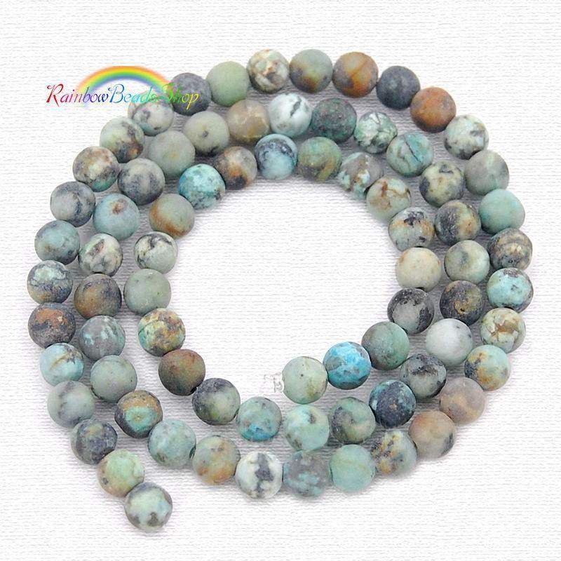 Frosted African Blue Turquoise Beads, Gemstone Beads, 4mm 6mm 8mm 10mm 12mm Stone Beads, Round Natural Beads, Spacer beads 15''5 strand