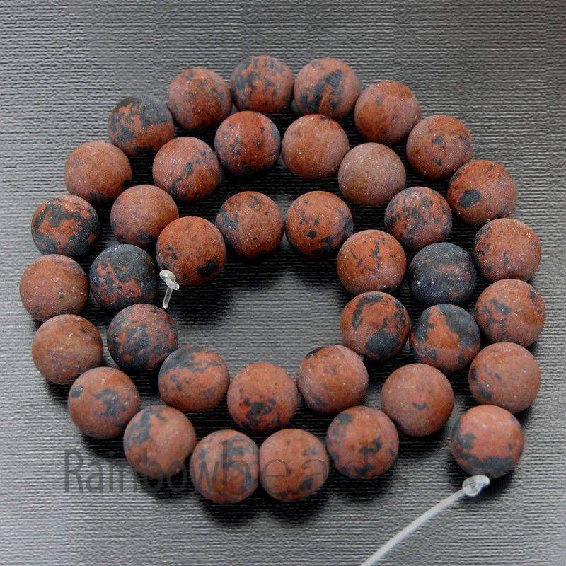 Frosted Matte Brown Flame Jasper Beads, 4-12mm, 15.5'' strand