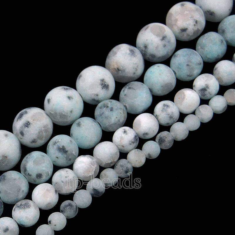 Frosted Matte lotus Kiwi Jasper Beads, Round 4-10mm, 15.5 strand