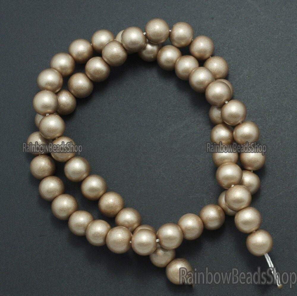 Gold Coated Czech Glass Pearl Smooth Round Beads, 4-16mm