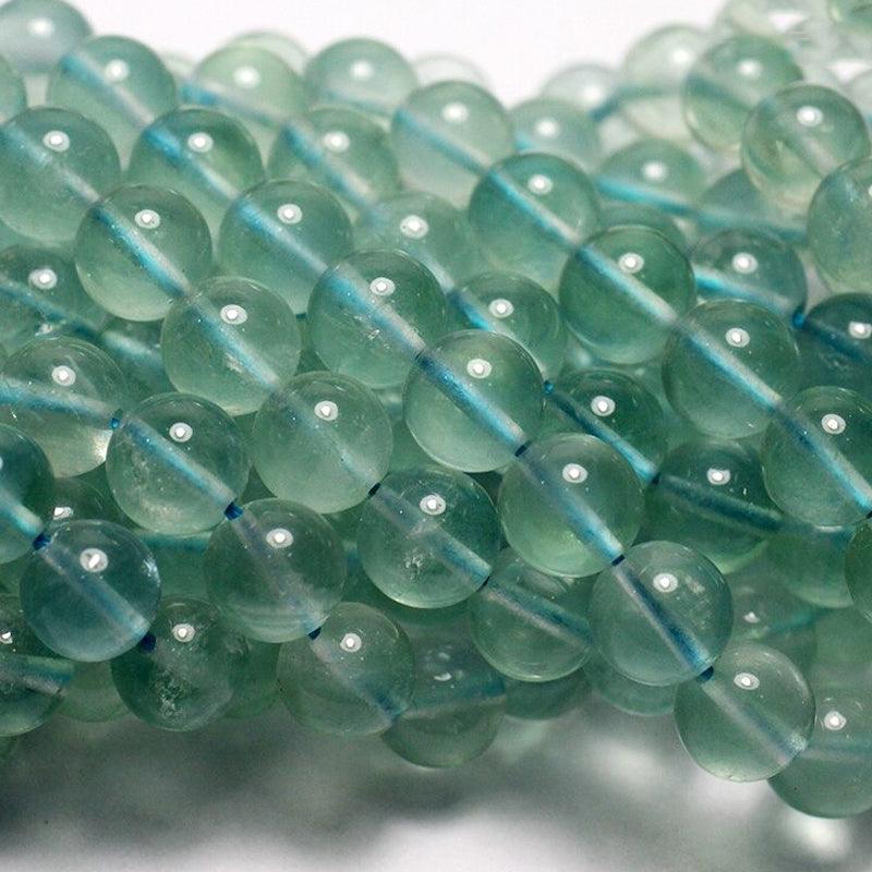 Grade AAA Natural Green Fluorite Beads, Round, 15.5'' full strand