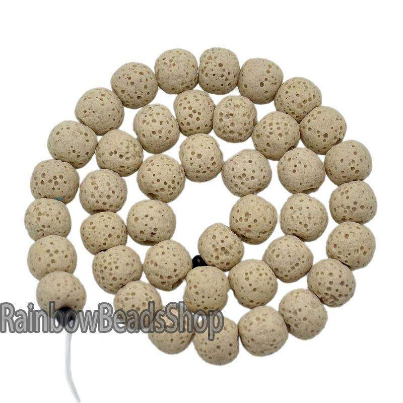 Gray Lava Volcanic Beads, Natural Round Gemstone, 8-12mm, 15.5'' strand