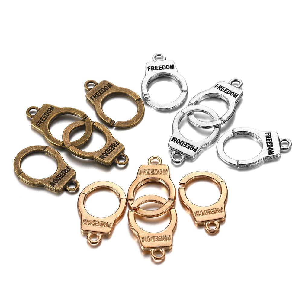 Handcuffs Style Charms Clasps, 10 set