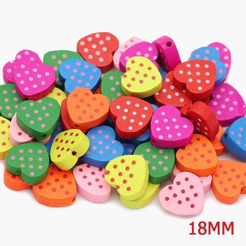 Heart Wood Mix Color Wooden Beads For Jewelry Making 13/18mm