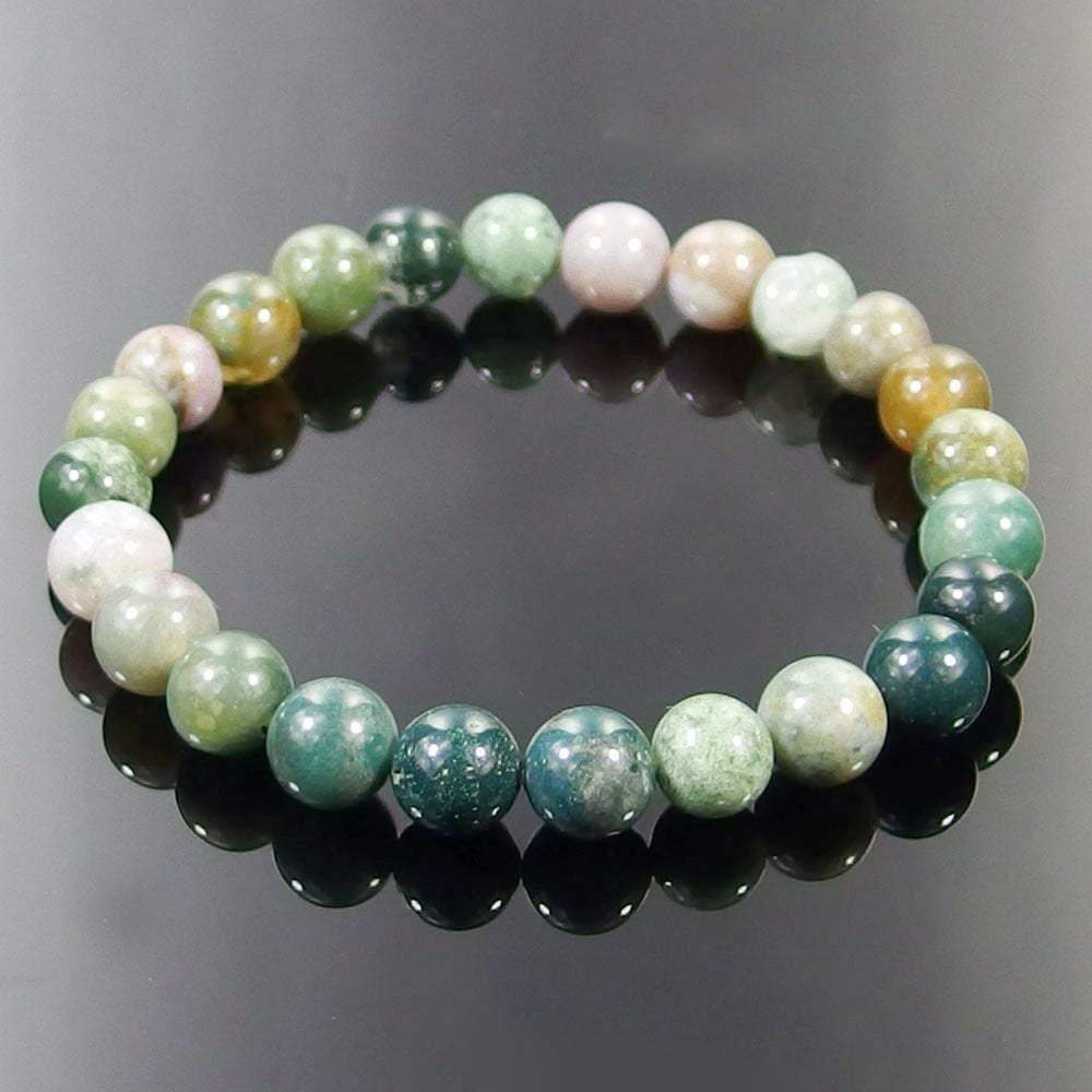 Bracelet extensible en agate indienne, 4-12 mm