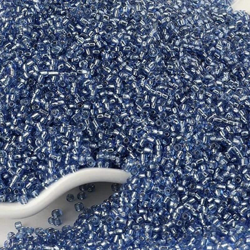 Ink blue Lined Transparen japanese seed beads, 2mm 12/0 Miyuki Delica small glass beads, Austria round beads, Clear, 1000 pcs