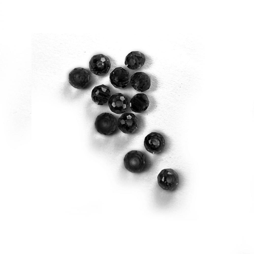 Jet Black Czech Crystal 4mm Faceted Round Loose Beads, 100 pcs For Bracelet Necklace Jewelry Making