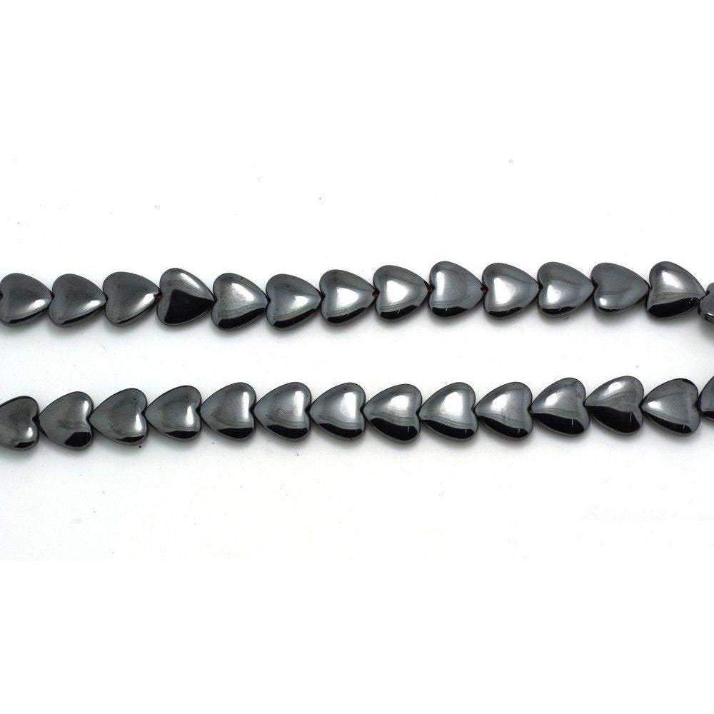 Jet black Magnetic Flat Heart Hematite Beads, 6-15mm, 15.5'' strand