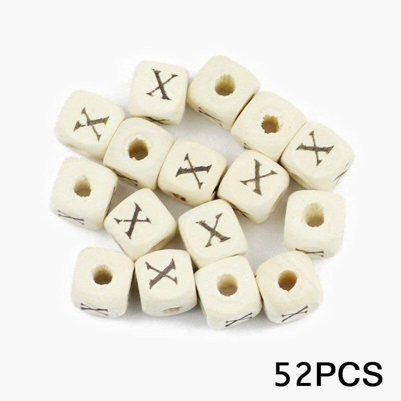 Letters Alphabet Square Wood Beads Loose Jewelry Bead A~Z (10mm 52 pcs)
