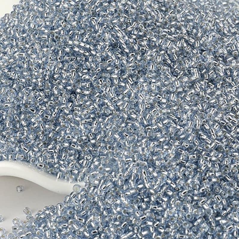 Light Blue Lined Transparen japanese seed beads, 2mm 12/0 Miyuki Delica small glass beads, Austria round beads, Clear, 1000 pcs