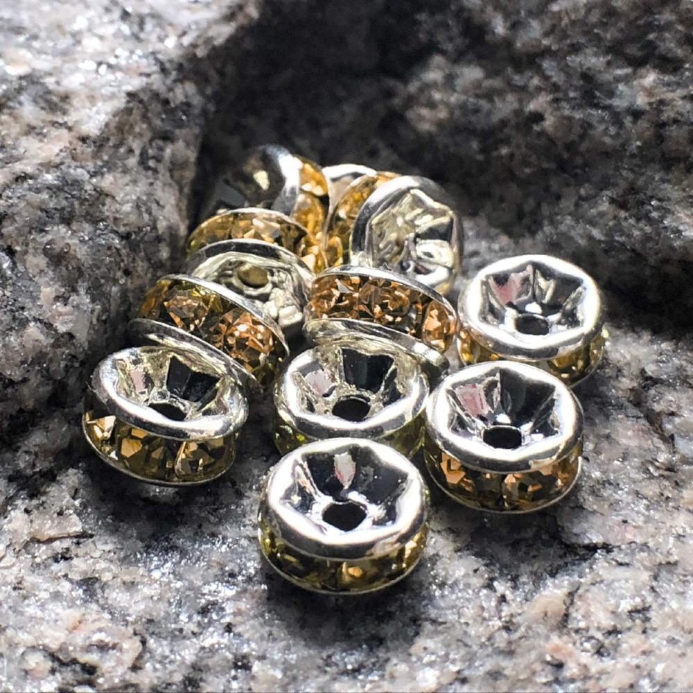 Gold-Plated 5mm Crystal AB Rhinestone Rondelle Spacer Bead