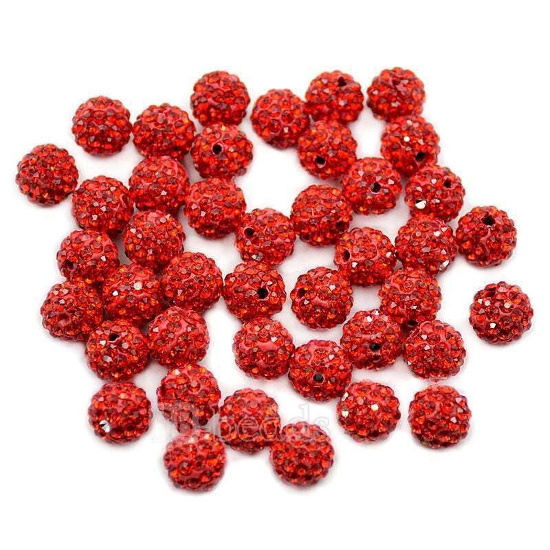 Light Siam Crystal Rhinestone Round Beads, 6mm 8mm 8mm 10mm 12mm Pave Clay Disco Ball Beads, Chunky Bubble Gum Beads, Gumball Acrylic Beads