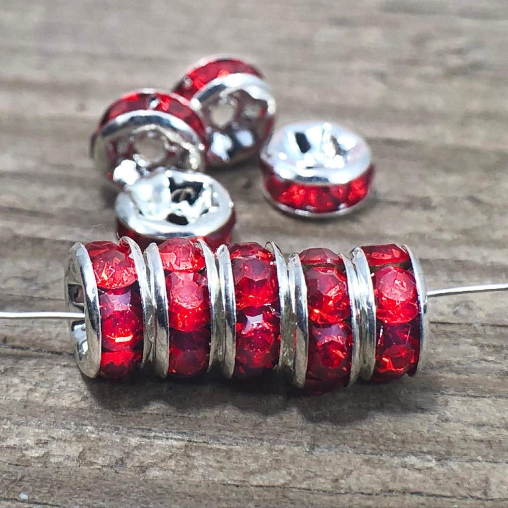 100pcs Light Siam Czech Rhinestone Silver Beads ❤️ – RainbowShop for Craft