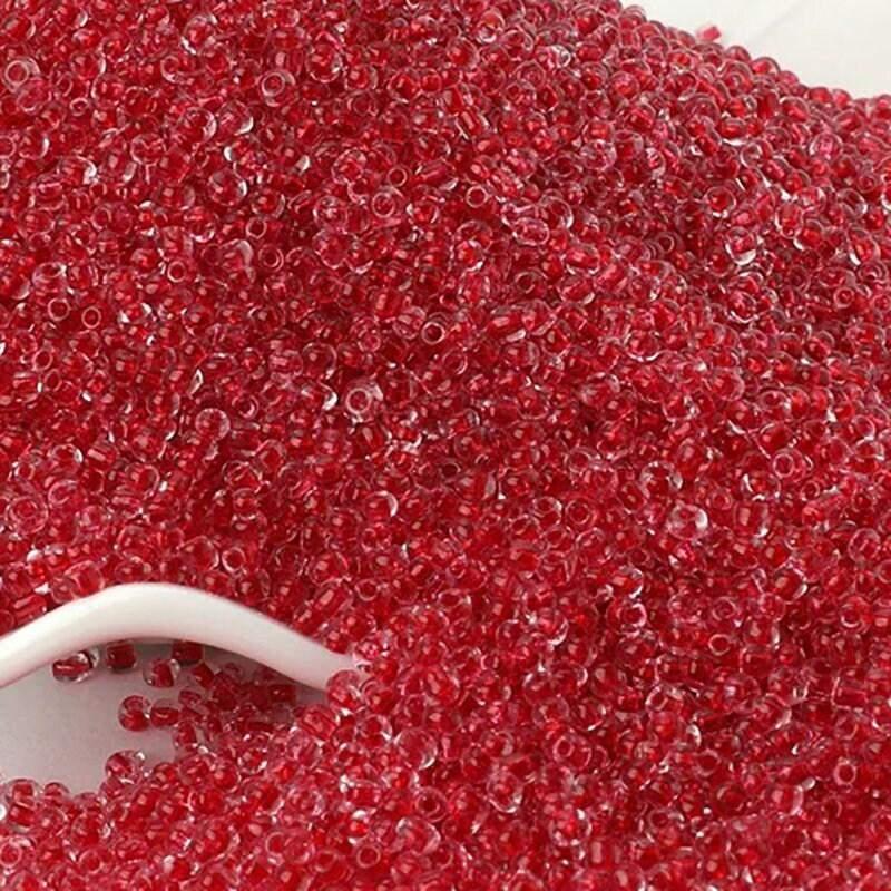 limpid Red toho japanese seed beads, 2mm 12/0 Miyuki Delica Transparen small glass beads, Austria round beads, Clear, 1000 pcs