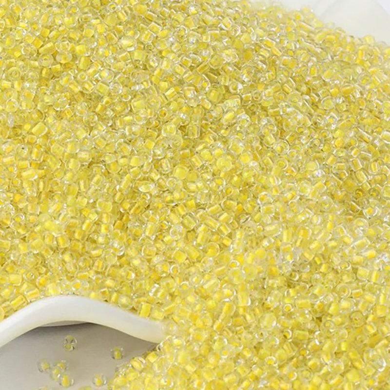Limpid Yellow Lined Transparen preciosa seed beads, beadworking 2mm 12/0 Miyuki Delica small glass Austria round beads, Clear, 1000 pcs