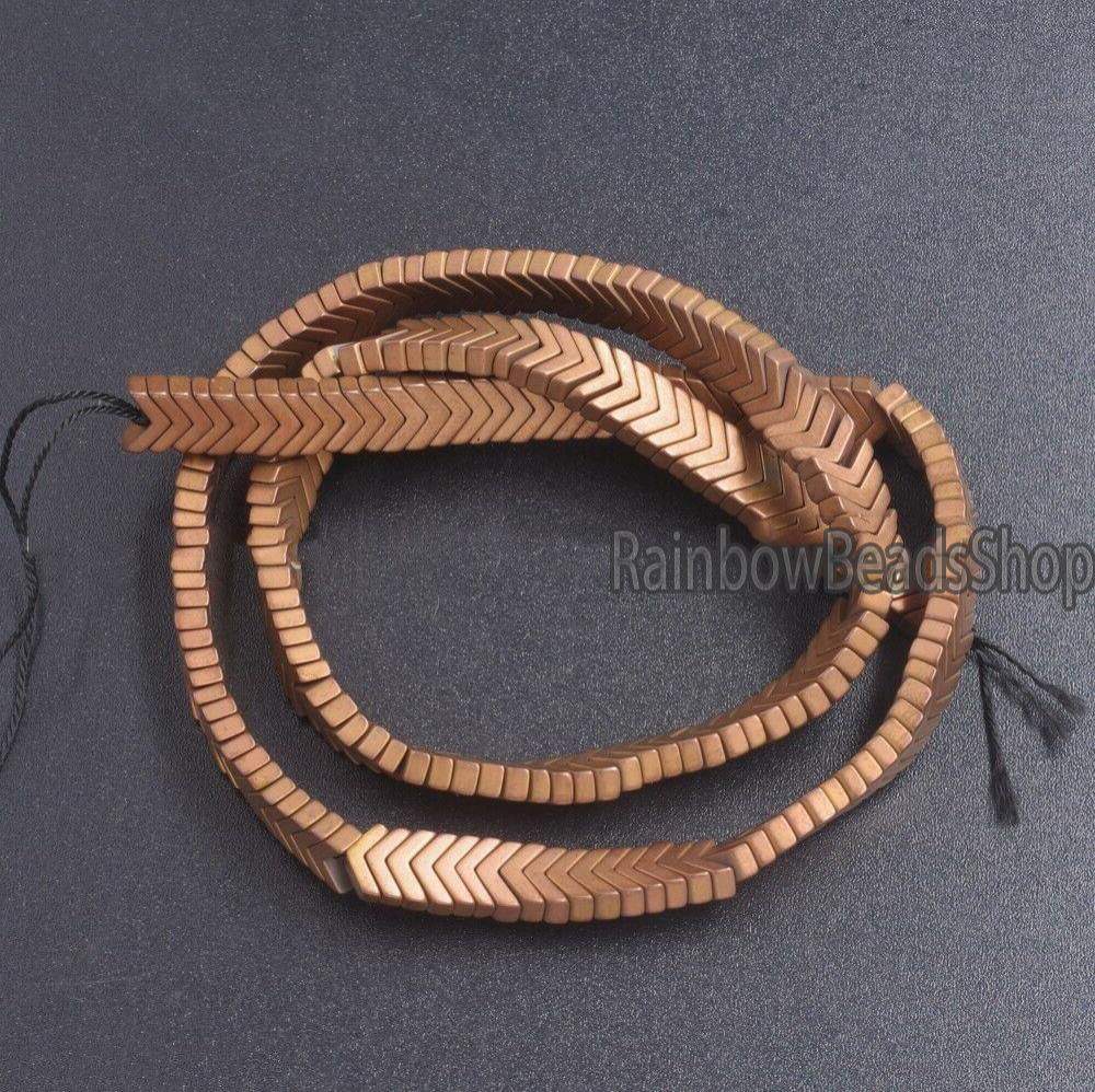 Matte Copper V Shape Arrowheaded Hematite Beads, 2x4x6mm 16'' strand