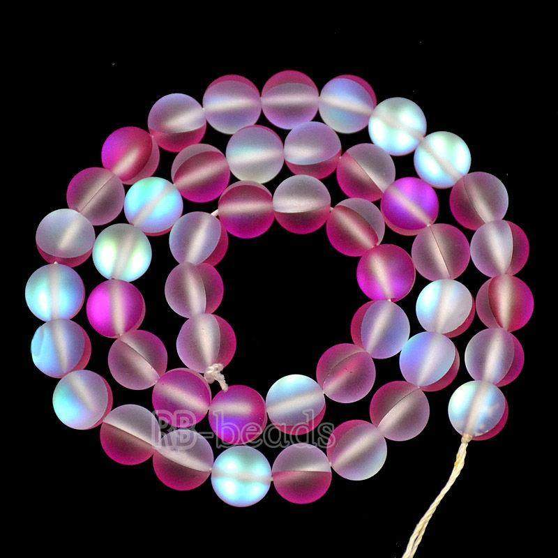 Matte Frosted Magneta Mystic Aura Quartz Beads Jewelry AB Beads Blie White Holographic loose Rainbow Quartz Beads 6mm 8mm 10mm 12mm beads