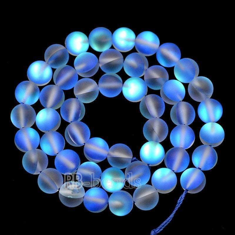 Matte Frosted Sapphire Mystic Aura Quartz Beads Jewelry AB Beads Blie White Holographic loose Rainbow Quartz Beads 6mm 8mm 10mm 12mm beads