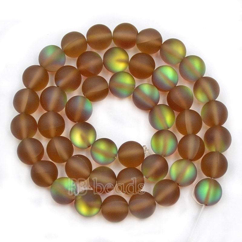 Matte Frosted Smoken Topaz Mystic Aura Quartz Beads Jewelry Inside AB Beads, Holographic loose Rainbow Crystal Quartz 6mm 8mm 10mm 12mm