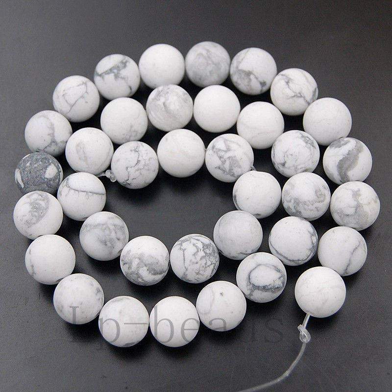 Matte Frosted White Turquoise Howlite Beads, 6-12mm Gemstone Round