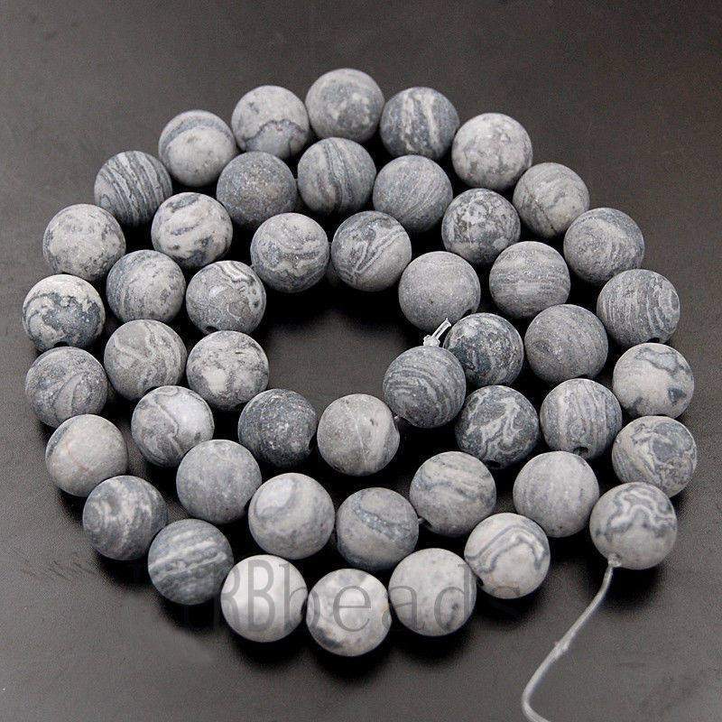 Matte Landscape Round Jasper beads, 4-12mm, 15.5'' strand